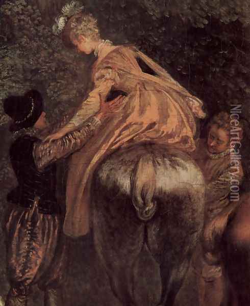 Rendez-vous de chasse (detail 3) Oil Painting - Jean-Antoine Watteau
