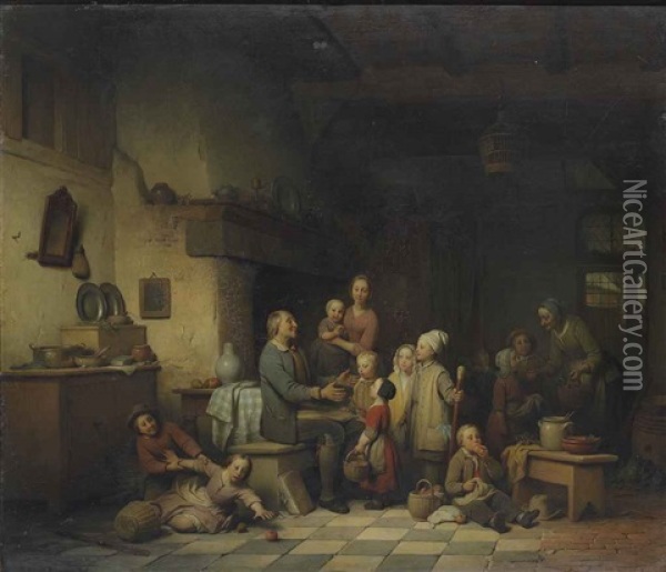 An Apple A Day Oil Painting - Ferdinand de Braekeleer the Elder