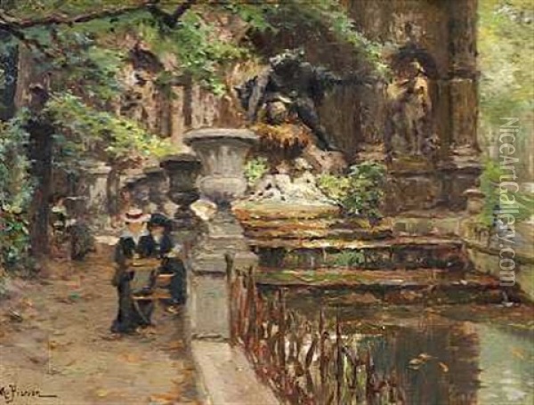 La Fontaine, St. Michel Oil Painting - Alden Pierson
