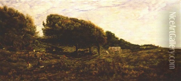 Paysage A Villerville Oil Painting - Charles Francois Daubigny