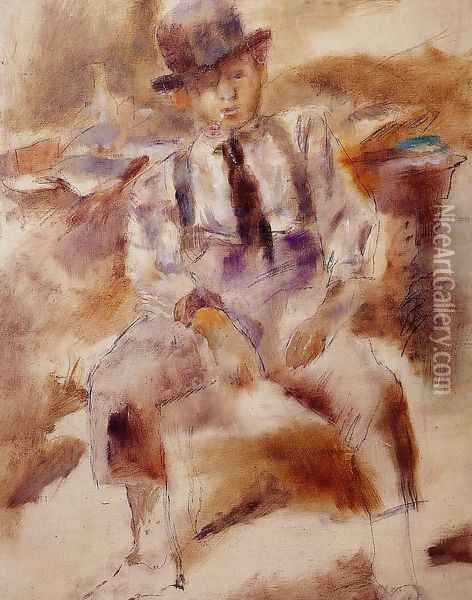 Mulatto with Bowler Hat Oil Painting - Jules Pascin