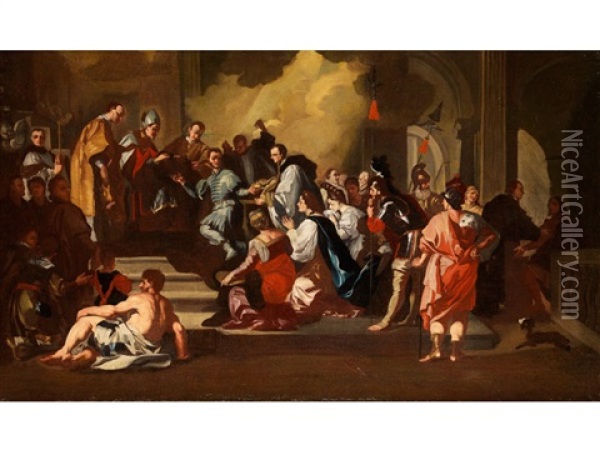 Der Verzicht Auf Die Krone Zugunsten Eines Religiosen Gelubdes Oil Painting - Domenico Mondo