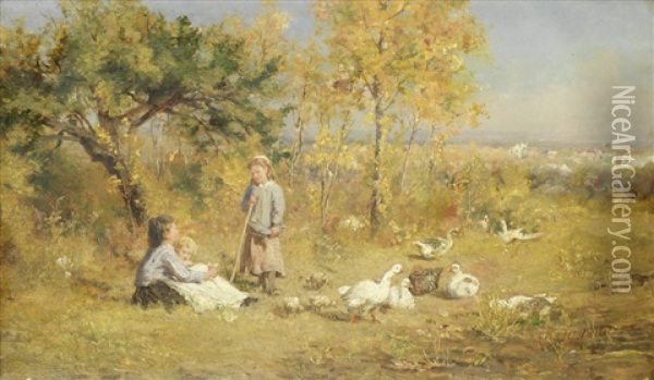 A Gathering In The Field Oil Painting - Henry George Todd