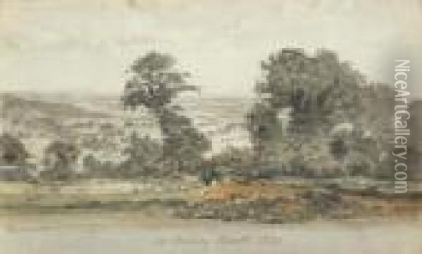 Watercolour at Bushey Heath 1824inscribed Dated 1824 5 X 8 Oil Painting - John Constable