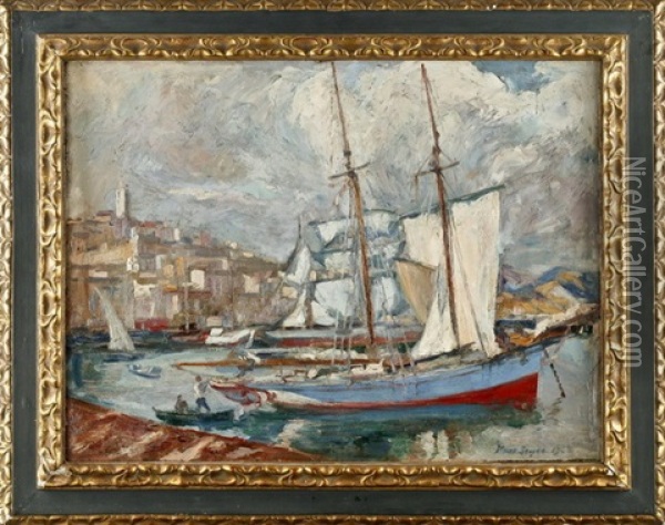 Sudlicher Bootshafen Oil Painting - Kurt Leyde