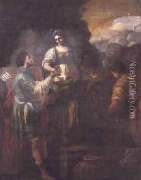 Rebecca and Eliezer at the Well Oil Painting - Francesco de Mura