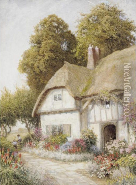 Cottage Scene Oil Painting - Arthur Claude Strachan