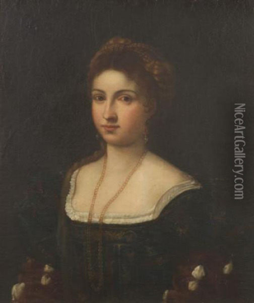 Called Titian La Bella Oil Painting - Tiziano Vecellio (Titian)