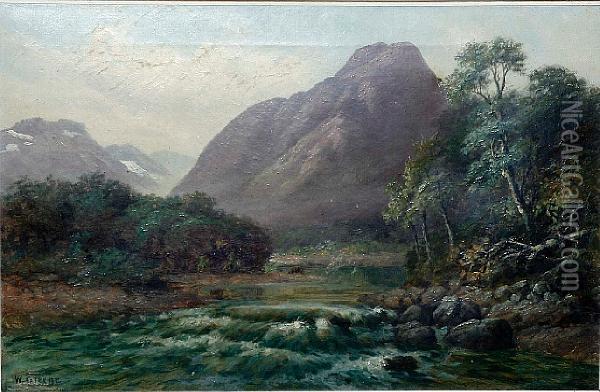 Mountain River Landscape Oil Painting - William Bradford Green