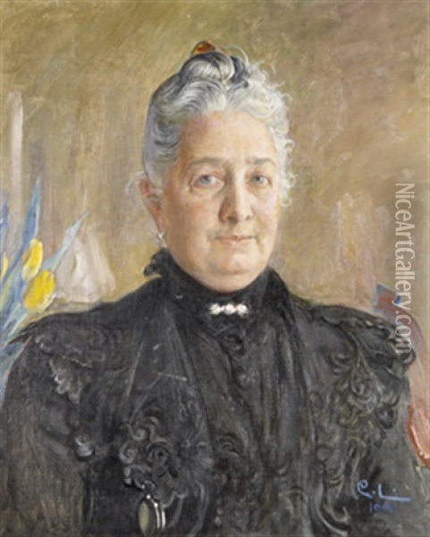 Portratt Forestallande Louise Magnus F. Furstenberg Oil Painting - Carl Olof Larsson