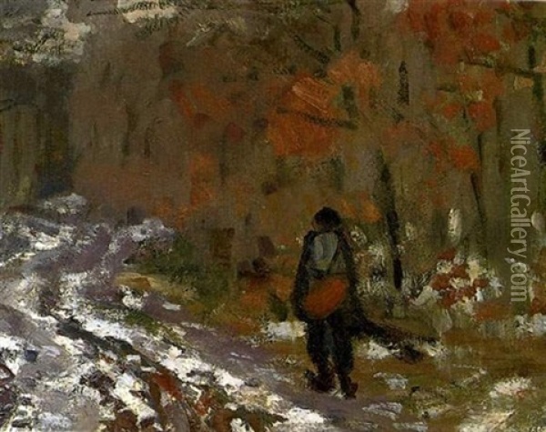 Chemin Boise, Effet De Neige Oil Painting - Claude Monet