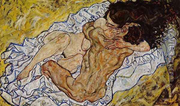 Embrace Aka Lovers II Oil Painting - Egon Schiele