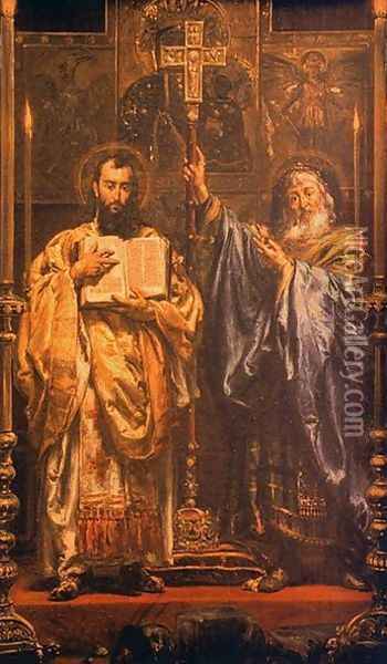 St. Cyril and St. Methodius I Oil Painting - Jan Matejko