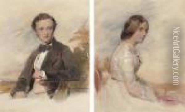 Portraits Of Edward Hugh Leycester-penrhyn; And Vereleycester-penrhyn Oil Painting - George Richmond