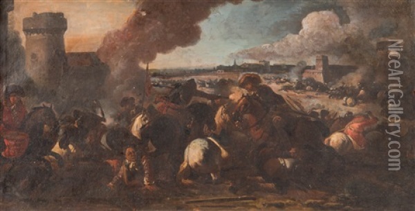Scenes De Bataille Oil Painting - Francesco Simonini