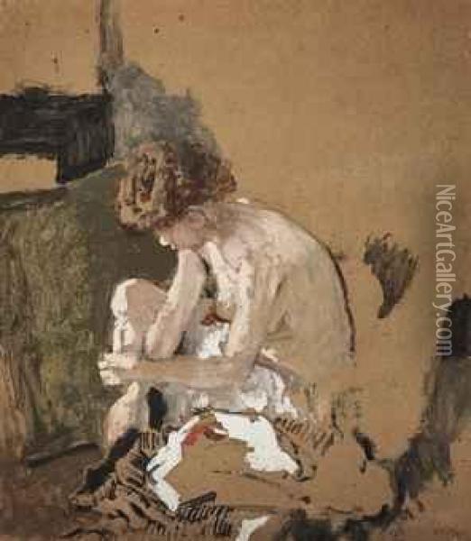 Modele Otant Ses Bas Oil Painting - Jean-Edouard Vuillard