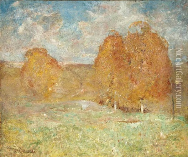 Trees In Autumn Oil Painting - Emil Carlsen