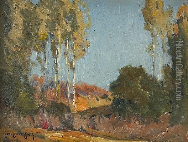 Slender Trees; Lake Elsinore (a Pair) Oil Painting - Carl Oscar Borg