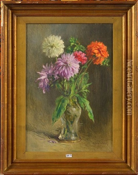 Vase De Dahlias Oil Painting - Alexis Vollon