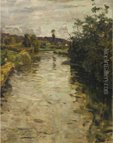River Landscape Oil Painting - Louis Aston Knight