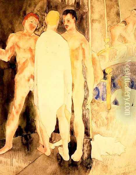 Turkish Bath with Self Portrait Oil Painting - Charles Demuth