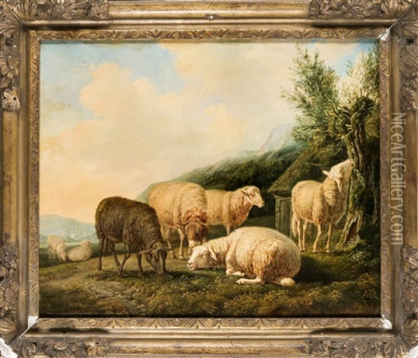Schafe In Einer Landschaft Oil Painting - Martinus Antonius Kuytenbrouwer the Younger