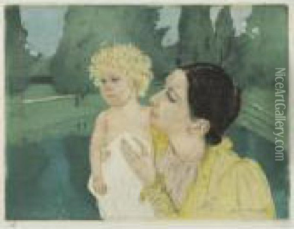 By The Pond (mathews/shapiro 21; Breeskin 161) Oil Painting - Mary Cassatt