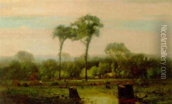 Fishing At The Swamp Oil Painting - John Francis Murphy