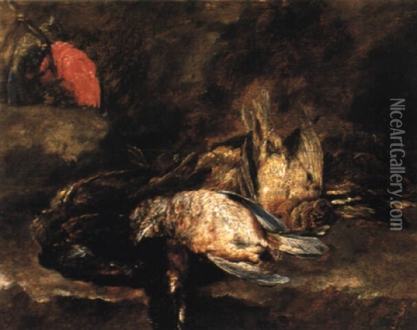 Dead Birds On A Ledge Oil Painting - Jan Fyt