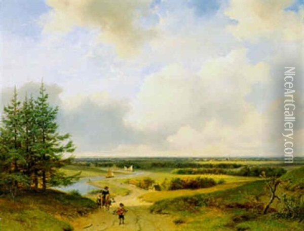 Falkenjager In Einer Weiten Hollandischen Landschaft Oil Painting - Nicolaas Johannes Roosenboom