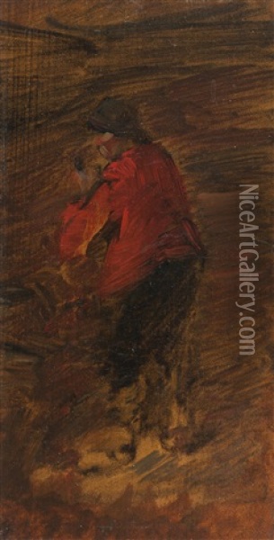 Studie Eines Stehenden Bauern Oil Painting - Wilhelm Busch