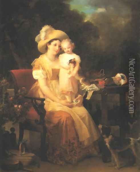 Young Woman and Child Oil Painting - Marguerite Gerard