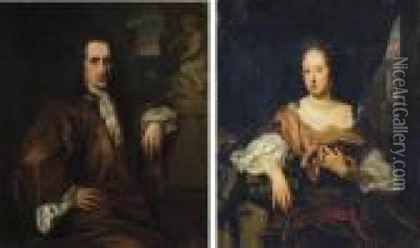 Portraits D'un Homme Et D'une Femme Sur Une Terrasse Oil Painting - Nicolaes Maes