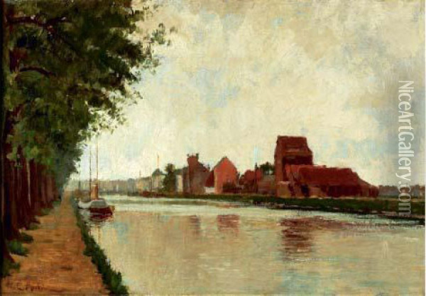 Le Canal Oil Painting - Paul Mathieu