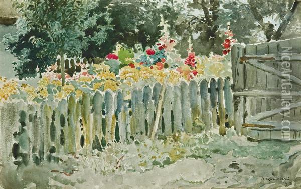 Mallows In Garden Oil Painting - Apoloniusz Kedzierski