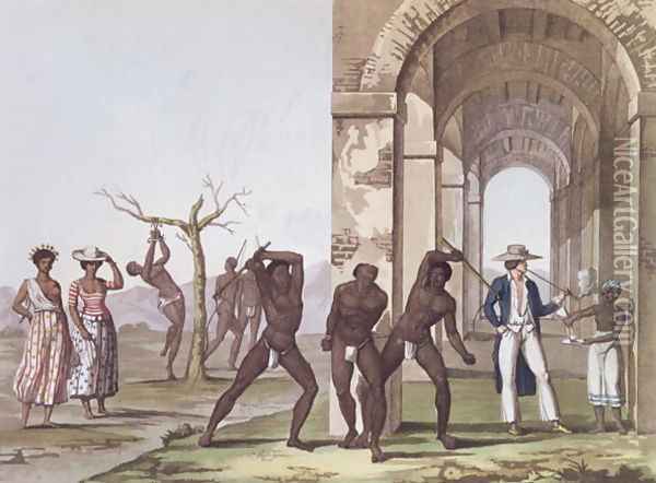 Plantation in Surinam, illustration from 'Le Costume Ancien et Moderne' c.1820 Oil Painting - G. Bramati