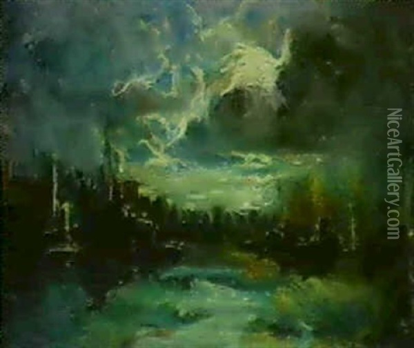 Temporale Notturno Oil Painting - Pompeo Mariani