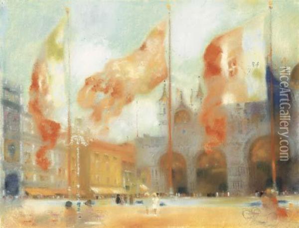 Piazza San Marco Oil Painting - Augusto Giacometti