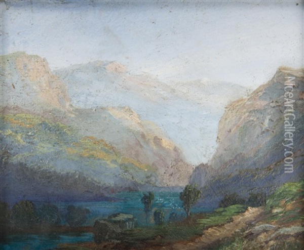 Lake In The Mountains Oil Painting - Anton Waldhauser