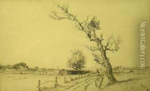 Landscape Etching Oil Painting - Charles Martin Hardie