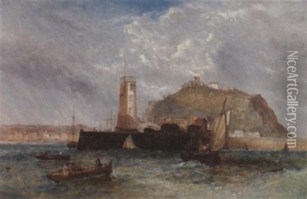 Off The Harbour Mouth At Scarborough Oil Painting - Alfred Pollentine
