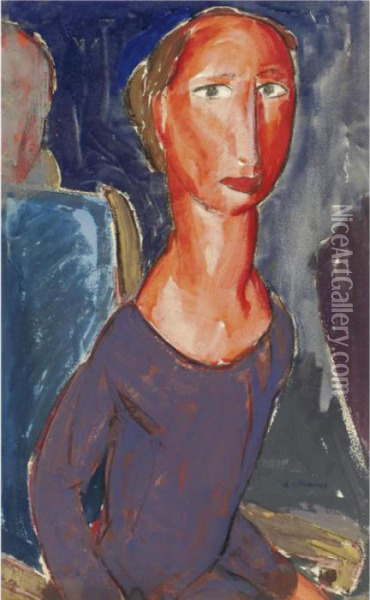 Untitled (head) Oil Painting - Alfred Henry Maurer