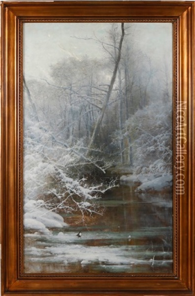 Vintermorgon Oil Painting - Arvid Mauritz Lindstroem