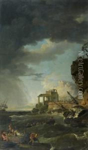 Cote Mediterraneenne Par Gros Temps Oil Painting - Jean Henry D'Arles