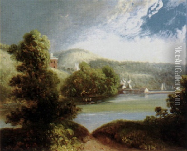 Tory Hill, Seen Across Yantic Cove, Norwich, Conn. Oil Painting - Alvan Fisher