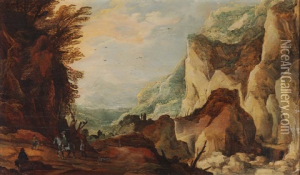 Paesaggio Con Viandanti Oil Painting - Joos de Momper the Younger
