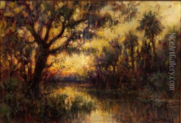 Florida River View Oil Painting - Arthur Vidal Diehl