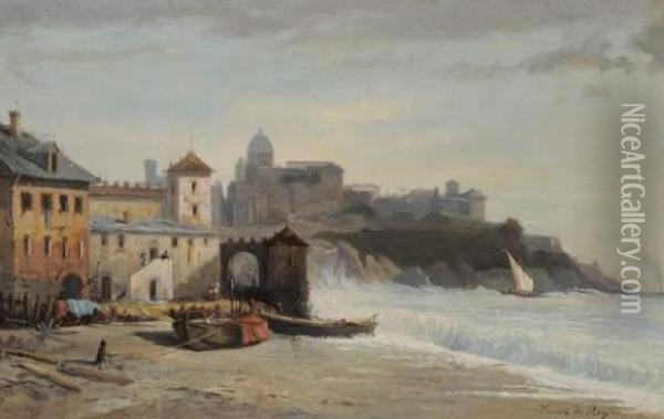 Peche Oil Painting - Louis Auguste G. Leconte De Roujou