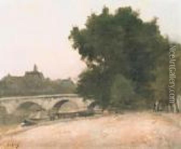 Au Bord Du Seine Oil Painting - Eugne-Louis Gillot