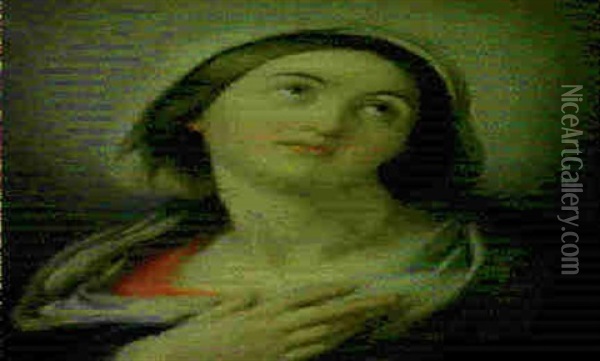 Vergine Contemplante Oil Painting - Giovanni Carnovali